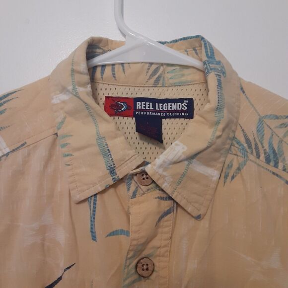 Reel Legends Adult Mens L Vented Floral Fish Print Short Sleeve Shirt Outdoor - Picture 3 of 9